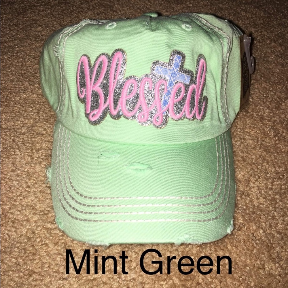 Mint Green “Blessed” Baseball Cap